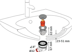 Ensemble bonde et siphon de lavabo Quick-Clac Wirquin Nano 6.7 Sortie Ø32 mm - 1/4 de tour