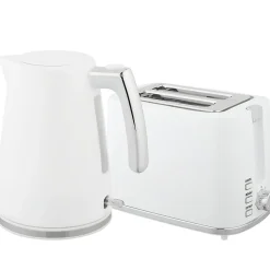 Ensemble bouilloire et grille-pain moderne - 1,7L 2200W - 2 tranches, brunissage 7 niv. - chromé blanc