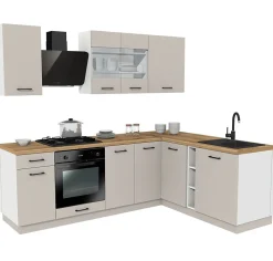 Ensemble d'armoires de cuisine, Cachemire / chêne Evoke, 240 / 180 x RÉGLABLE x 48,5 cm