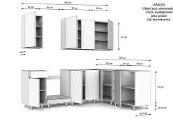 Ensemble d'armoires de cuisine, Cachemire / chêne Evoke, 240 / 180 x RÉGLABLE x 48,5 cm