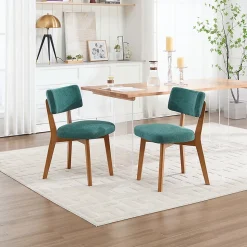 Ensemble de 2 chaises de salle à manger,style milieu du siècle,pieds en bois massif,assise rembourrée en tissu