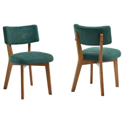 Ensemble de 2 chaises de salle à manger,style milieu du siècle,pieds en bois massif,assise rembourrée en tissu