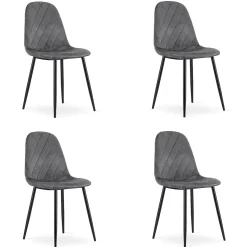 Ensemble de 4 chaises Valora DAPI en velours gris foncé comYERRable