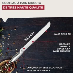 Ensemble de 2 Couteaux à pain en inox 33,5 cm en tout Nirosta