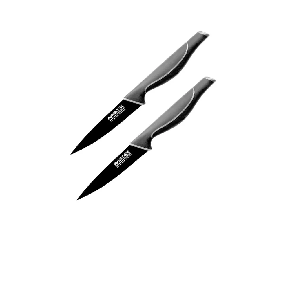 Ensemble de 2 Couteaux de cuisine cranté Nirosta Black Edition