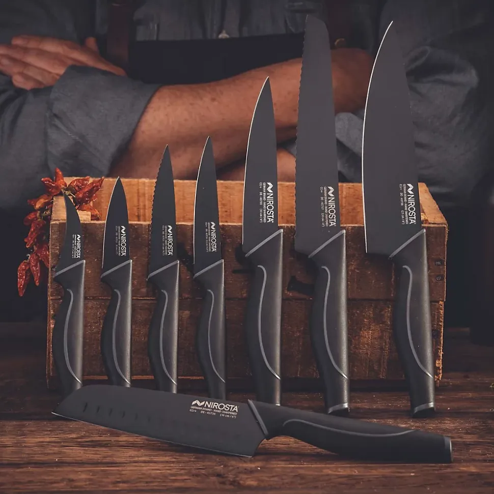 Ensemble de 6 Couteaux de cuisine cranté Nirosta Black Edition