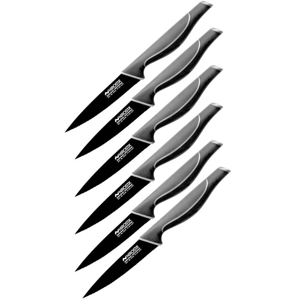 Ensemble de 6 Couteaux de cuisine cranté Nirosta Black Edition