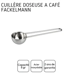 Ensemble de 2 Cuillères doseuse à café inox environ 8gr Fackelmann Petit Déjeuner