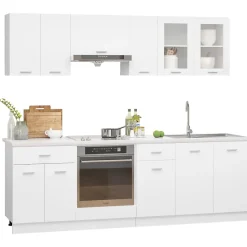 Ensemble de 8 meubles de cuisine "Lyon" en bois d'ingénierie blanc vidaXL