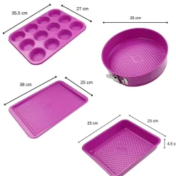 Ensemble de 4 moules fuchsia de 23 à 38 cm Tasty Pâtisserie