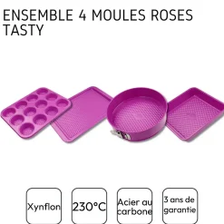 Ensemble de 4 moules fuchsia de 23 à 38 cm Tasty Pâtisserie