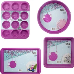 Ensemble de 4 moules fuchsia de 23 à 38 cm Tasty Pâtisserie