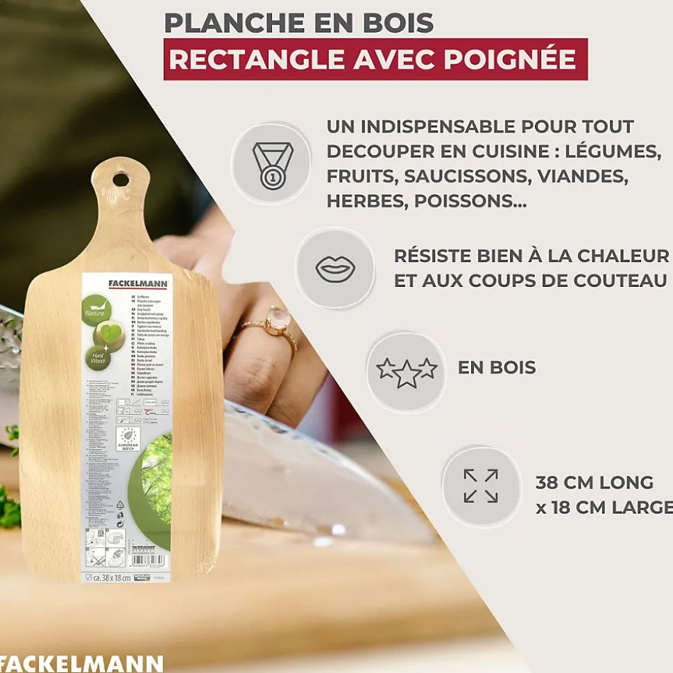 Ensemble de 4 Planches à découper en bois 38 x 18 cm Fackelmann Wood Edition