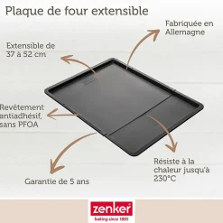 Ensemble de 2 Plaques à pâtisserie extensible de 37 à 52 x 33 cm Zenker Black Metallic