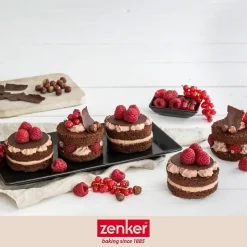 Ensemble de 2 Plaques pâtisserie 12 mini Moules ronds amovibles 38 x 30 cm Zenker Black Metallic