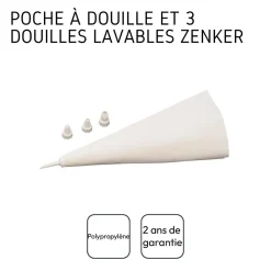 Ensemble de 2 Poches à douille réemployable et 4 embouts plastique 31 cm Zenker Smart Pastry