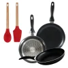 Ensemble de 3 poeles a frire San Ignacio Navy Black 16-20-24cm avec ustensiles de cuisine
