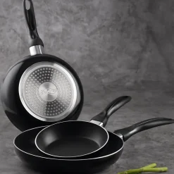 Ensemble de 3 poeles a frire San Ignacio Navy Black 16-20-24cm avec ustensiles de cuisine