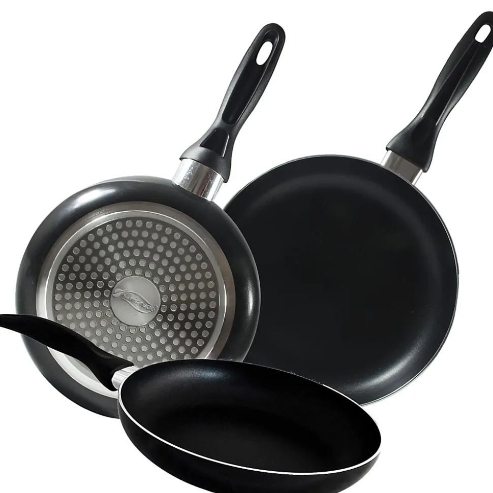 Ensemble de 3 poeles a frire San Ignacio Navy Black 16-20-24cm avec ustensiles de cuisine