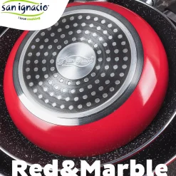 Ensemble de 3 poeles a frire San Ignacio Navy Red Marble 16-20-24cm avec récipient hermétique