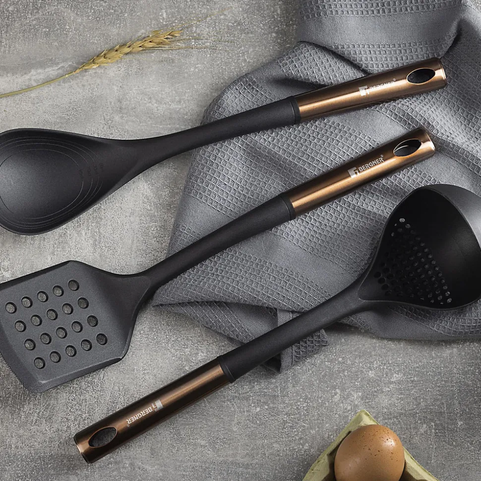 Ensemble de 3 poeles a frire San Ignacio Navy Red 16-20-24cm avec ustensiles de cuisine