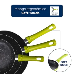 Ensemble de 3 poeles a frire San Ignacio Molen 20-24-28cm avec ustensiles de cuisine