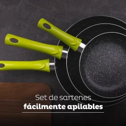 Ensemble de 3 poeles a frire San Ignacio Molen 20-24-28cm avec ustensiles de cuisine