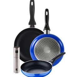 Ensemble de 3 poeles a frire San Ignacio Navy Paradise 16-20-24cm avec vaporisateur