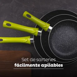 Ensemble de 3 poeles a frire San Ignacio Molen 20-24-28cm avec tablier de cuisine