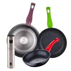 Ensemble de 3 poeles a frire San Ignacio Jolie 18-22-26cm avec vaporisateur