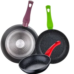 Ensemble de 3 poeles a frire San Ignacio Jolie 18-22-26cm avec vaporisateur