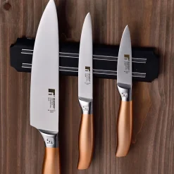 Ensemble de 3 poeles Bergner Optimum Plus 18-22-26 cm avec couteaux et support magnétique