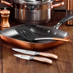 Ensemble de 3 poeles Bergner Optimum Plus 18-22-26 cm avec couteaux et support magnétique