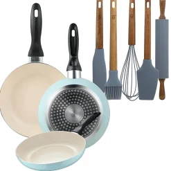 Ensemble de 3 poeles San Ignacio 16-20-24cm avec ustensiles de cuisine