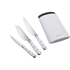 Ensemble de 3 poeles San Ignacio Jolie 20-24-28cm avec bloc a couteaux