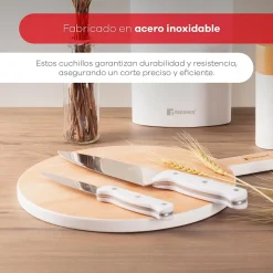 Ensemble de 3 poeles San Ignacio 16-20-24cm avec bloc a couteaux