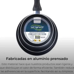 Ensemble de 3 poeles San Ignacio Navy Paradise 16-20-24cm avec bloc a couteaux