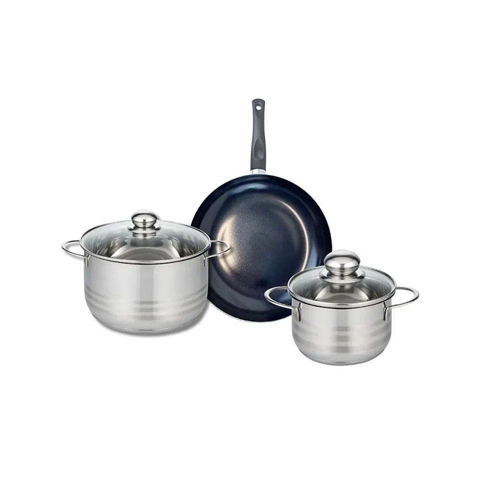 Ensemble de 1 Poêle de cuisson 24 cm et 2 faitouts 16 et 20 cm Elo Prima Brillant