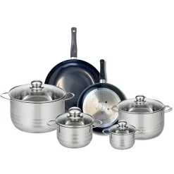 Ensemble de 2 Poêles de cuisson 24 et 28 cm et 4 faitouts 12, 16, 20 et 24 cm Elo Prima Brillant