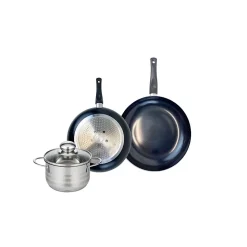 Ensemble de 2 Poêles de cuisson 20 et 24 cm et 1 faitout 14 cm Elo Prima Brillant