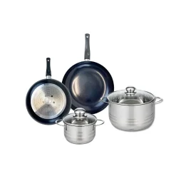 Ensemble de 2 Poêles de cuisson 20 et 24 cm et 2 faitouts 14 et 20 cm Elo Prima Brillant