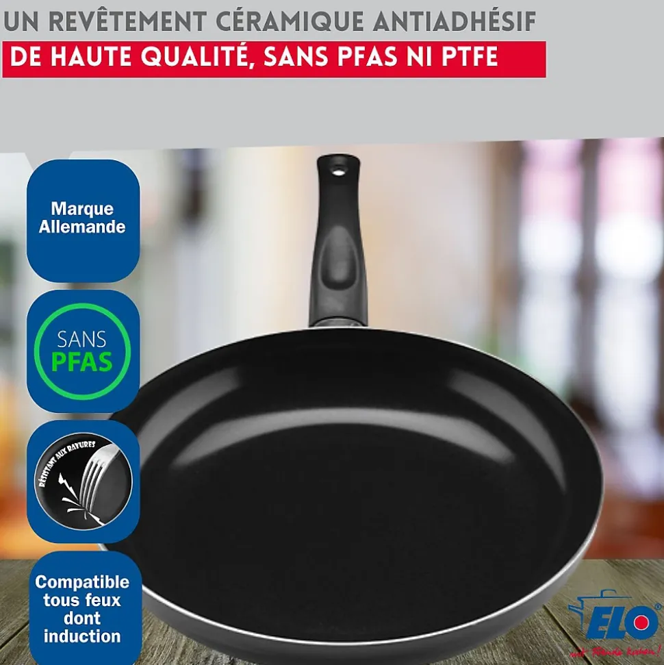 Ensemble de 2 Poêles de cuisson 20 et 24 cm et 2 faitouts 14 et 20 cm Elo Prima Brillant