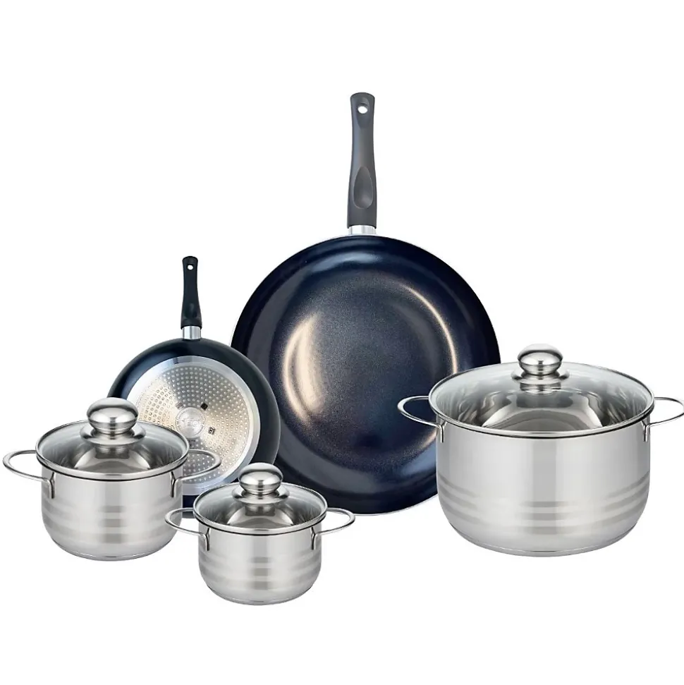 Ensemble de 2 Poêles de cuisson 20 et 32 cm et 3 faitouts 14, 16 et 24 cm Elo Prima Brillant