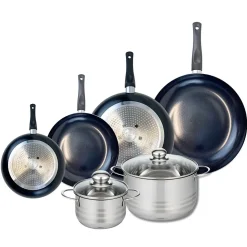 Ensemble de 4 Poêles de cuisson 20, 24, 28 et 32 cm et 2 faitouts 16 et 24 cm Elo Prima Brillant