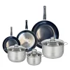 Ensemble de 3 Poêles de cuisson 20, 24 et 32 cm et 3 faitouts 16, 20 et 24 cm Elo Prima Brillant