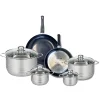 Ensemble de 2 Poêles de cuisson 24 et 28 cm et 4 faitouts 12, 14, 20 et 24 cm Elo Prima Brillant