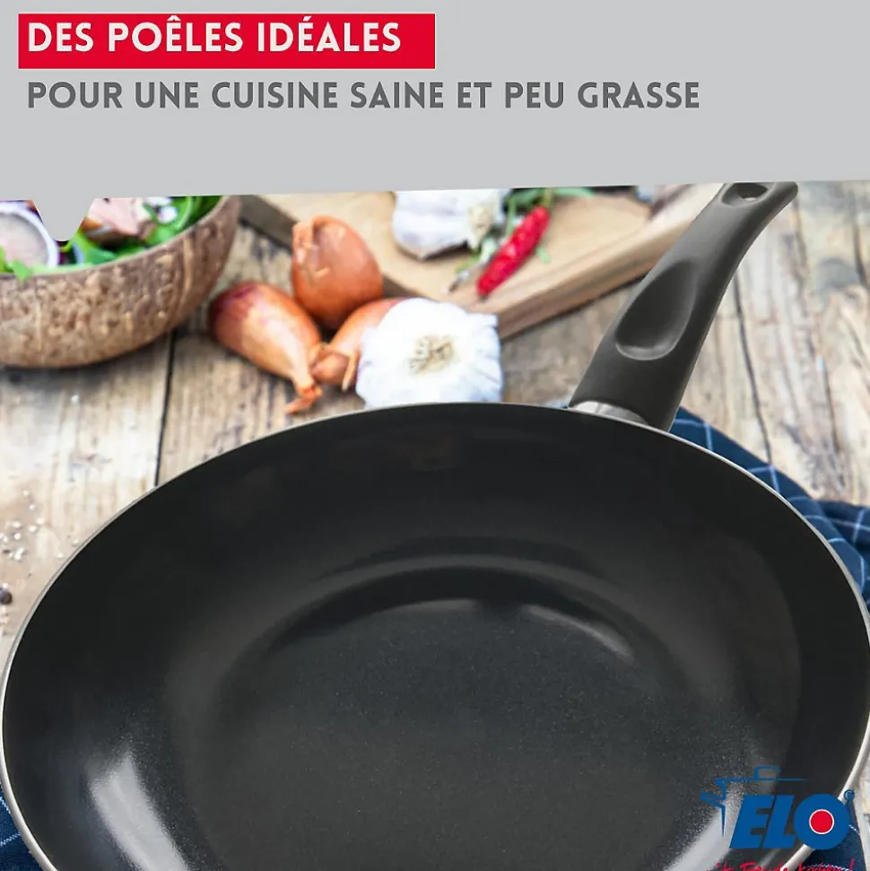 Ensemble de 2 Poêles de cuisson 20 et 28 cm et 3 faitouts 14, 16 et 24 cm Elo Prima Brillant
