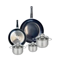 Ensemble de 2 Poêles de cuisson 24 et 32 cm et 3 faitouts 12, 14 et 16 cm Elo Prima Brillant