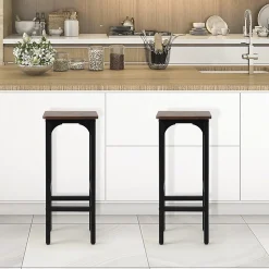 Ensemble de 2 Tabourets de bar Tabourets de Comptoir de de Hauteur avec Patins de pied Réglables