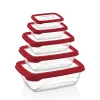 Ensemble de boite de conservation 5 pièces rouge Herzberg HGL763-RED